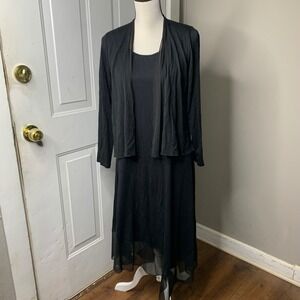 Comfort usa 2 piece set black midi dress and cardigan small lagenlook minimalist